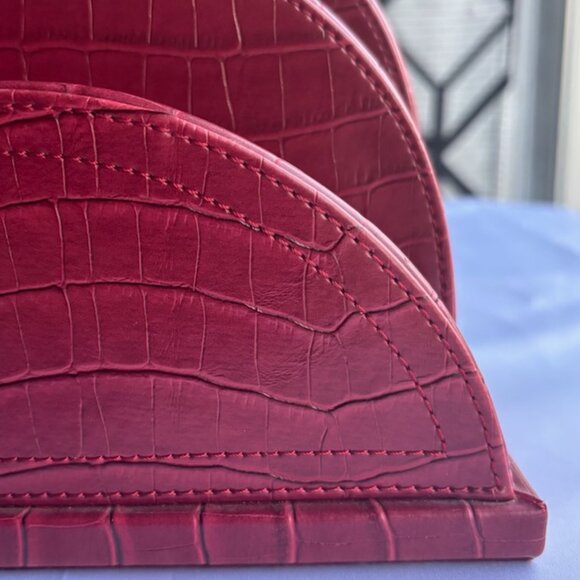 Cherry/Burgundy Leather-like Letter Holder - Picture 4 of 6